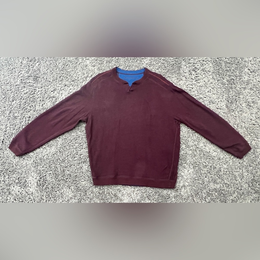 Tommy Bahama Flip Coast Abaco Reversible Sweater In Merlot Blue Men’s Size XL
